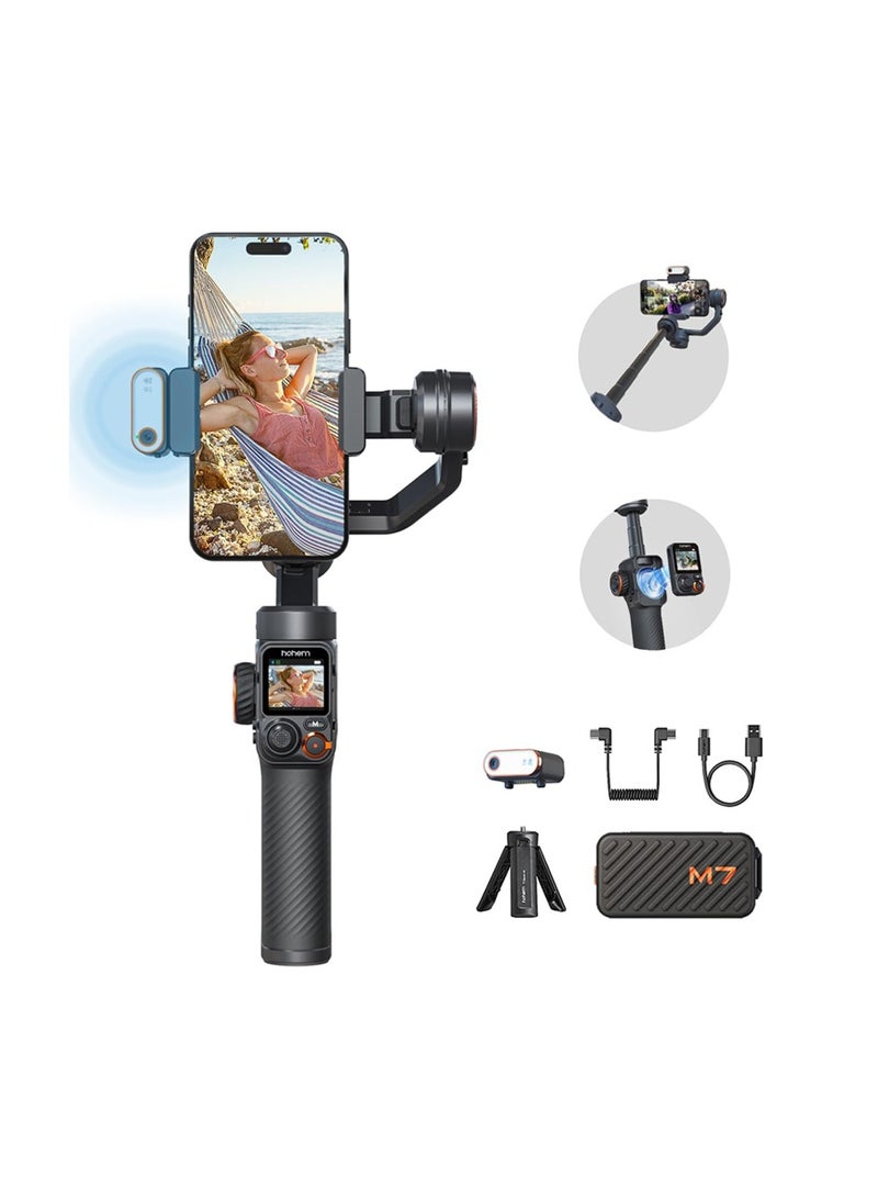hohem - Hohem iSteady M7 Gimbal Stabilizer for Smartphone, Magnetic AI Tracker Fill Light, Detachable Touchscreen Remote Controller, Built-in Extension Rod, 500g Payload - Image 1