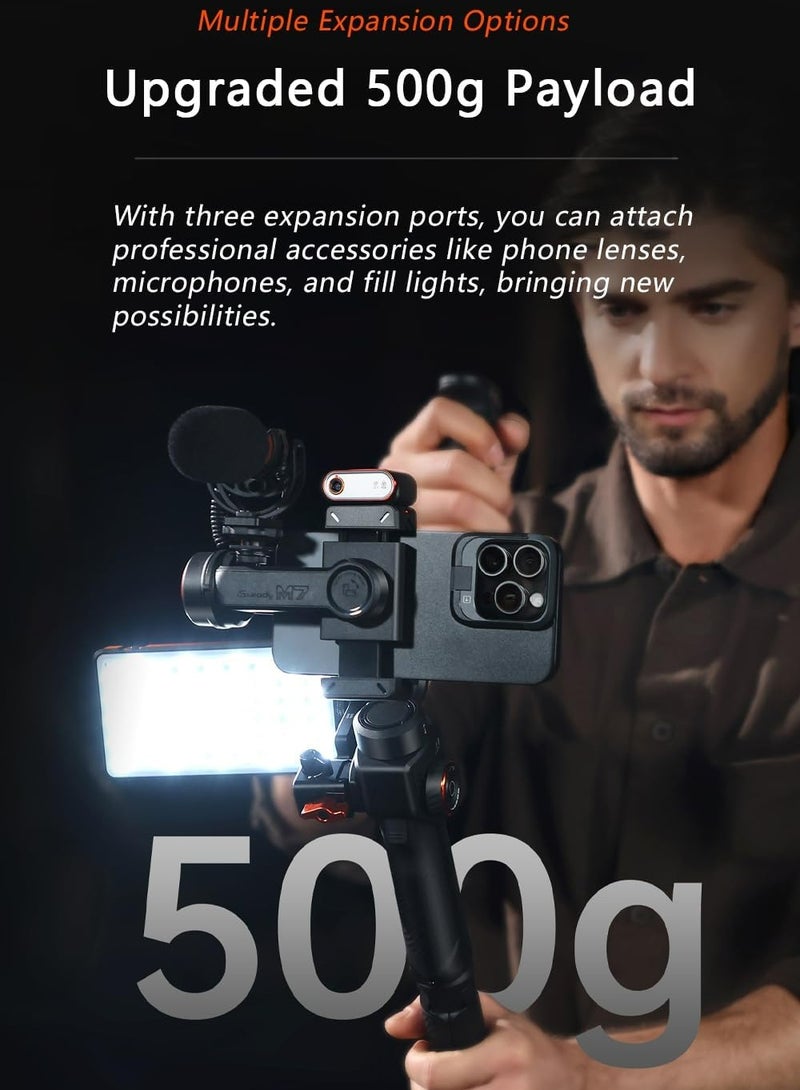 hohem - Hohem iSteady M7 Gimbal Stabilizer for Smartphone, Magnetic AI Tracker Fill Light, Detachable Touchscreen Remote Controller, Built-in Extension Rod, 500g Payload - Image 1