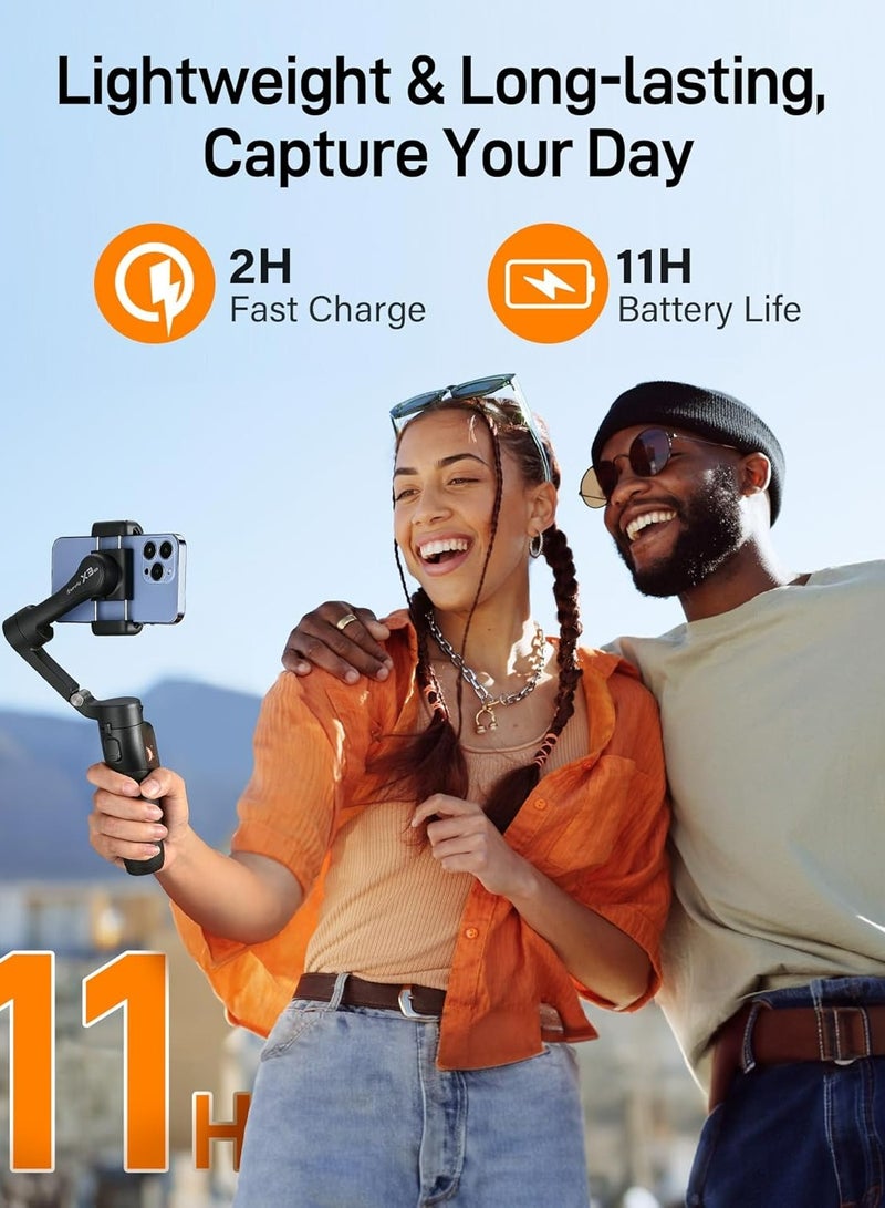 hohem - Hohem iSteady X3 SE 3-axis Foldable Smartphone Gimbal Stabilizer with AI Tracking and Detachable Remote Control (Black) - Image 1