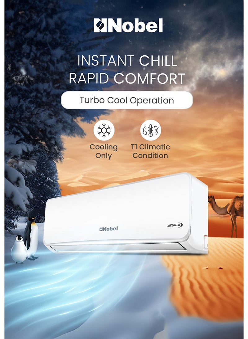 Nobel High-Performance 18000 BTU Split Air Conditioner With Inverter Technology, R410A Refrigerant And Auto Restart - 2500 W NSAC18VT WHITE  - Image 3