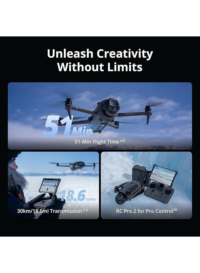 dji - Mavic 4 Pro Fly More Combo with DJI RC 2, Flagship Tri-Camera Drone with 100MP 4/3 CMOS Hasselblad Camera, 30km Video Transmission, 51-Min Max Flight Time, Charging Hub, and More - Image 1