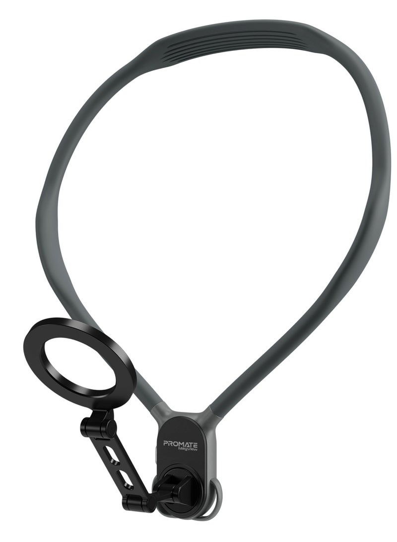 PROMATE Neck Phone Holder, 360° Flexible Neckband Phone Mount with Hands-Free POV/Vlog & Selfies, MagSafe-Compatibility, Enhanced Stability, Extra Belt &Lanyard, Ergonomic Design, N52 Magnets, MagView - Black  - Image 3