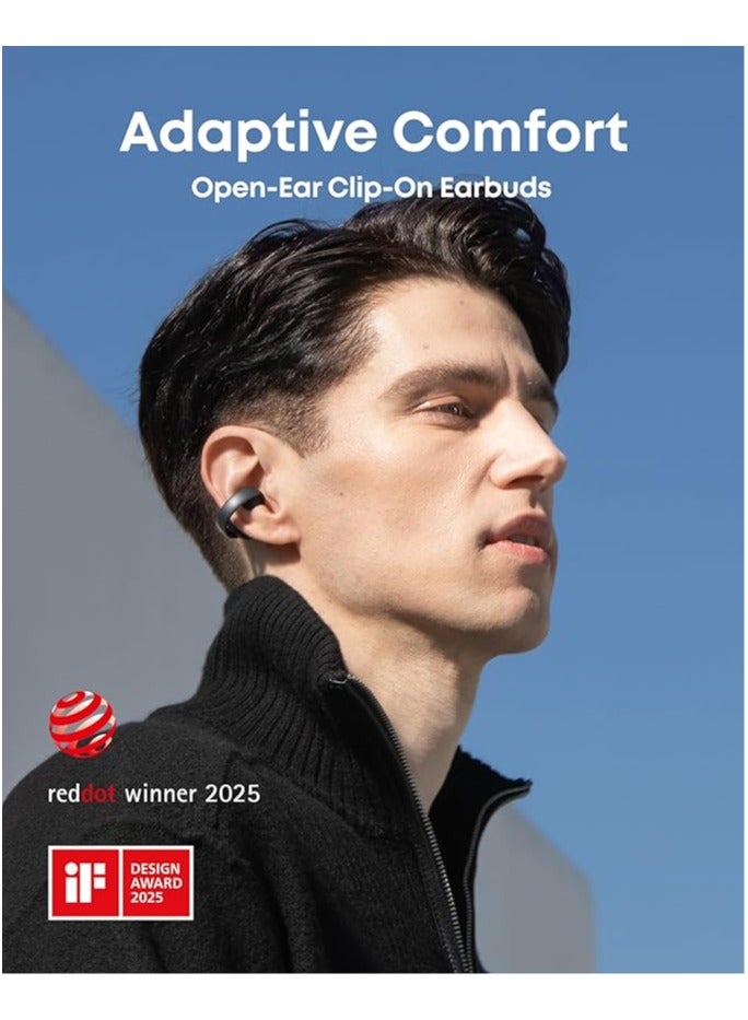 Soundcore AeroClip by Anker, Open-Ear Earbuds, Clip-On Headphones, Adaptive Comfort, Clear Calls with 4 Mics and AI, Stable Fit, 12mm Drivers for Powerful Bass, Hi-Res, Open-Ring Design Black  - Image 2