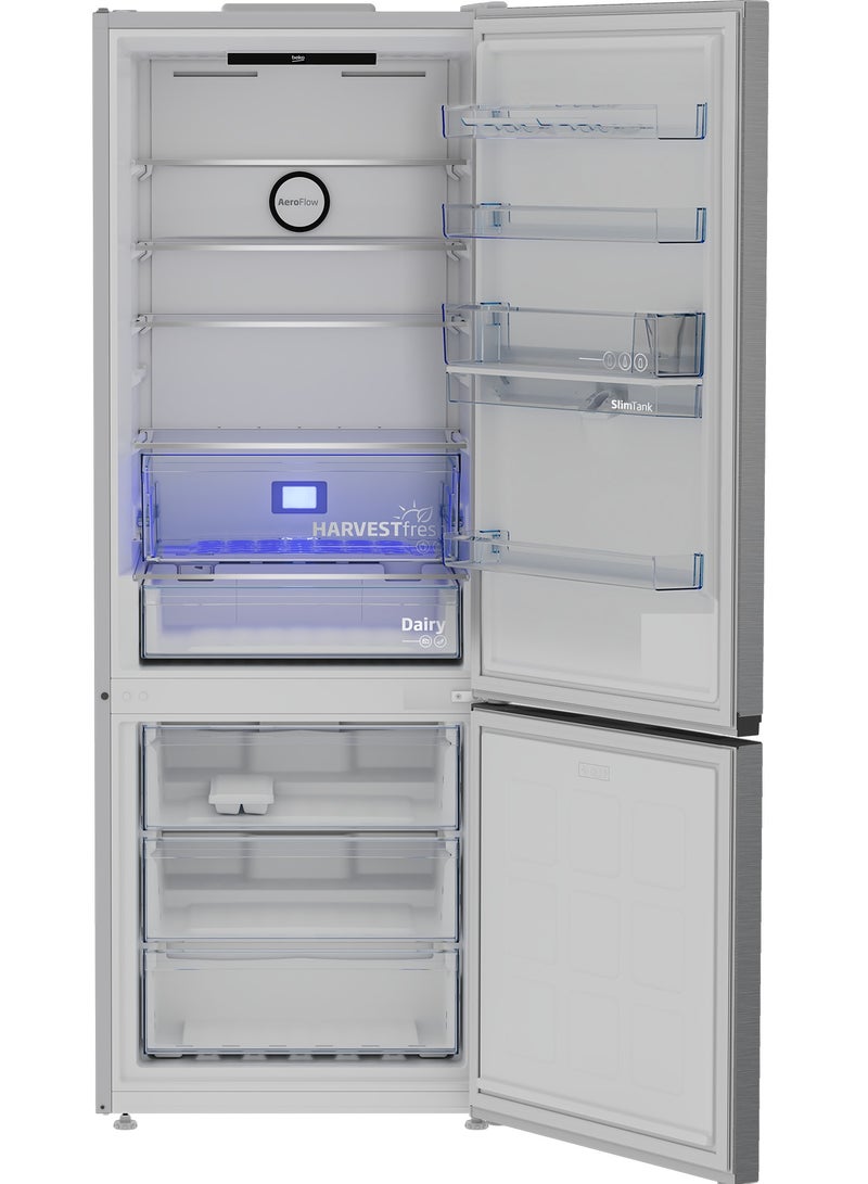 Beko - Beko No Frost Refrigerator - Combi (Bottom Freezer) - 490 Liters Net Capacity - Pro Smart Inveter Compressor - Harvest Fresh Technology B5RCNE565HXPE Titanium Inox - Image 1