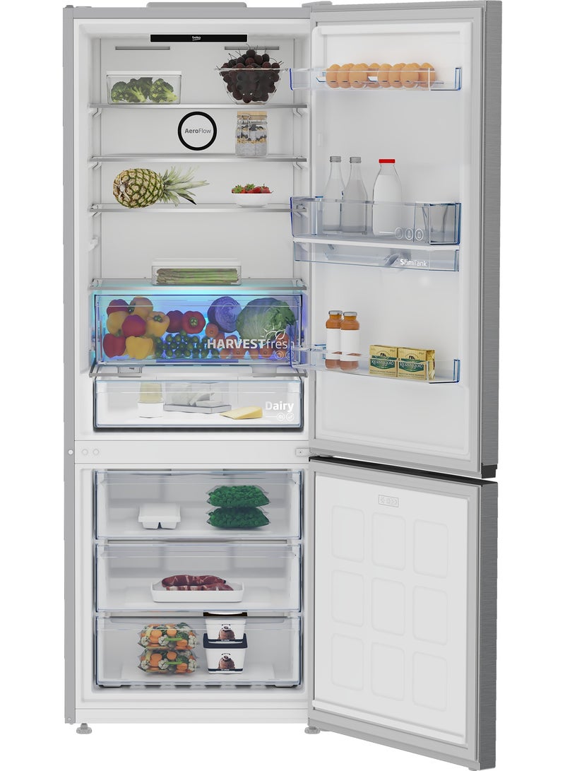Beko - Beko No Frost Refrigerator - Combi (Bottom Freezer) - 490 Liters Net Capacity - Pro Smart Inveter Compressor - Harvest Fresh Technology B5RCNE565HXPE Titanium Inox - Image 1