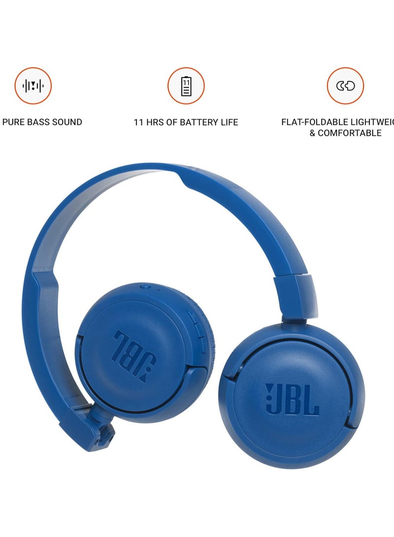 JBL Wireless On Ear Headphones T460BT with Mic, Pure Bass, Portable, Lightweight & Flat Foldable, Voice Assistant Support for Mobiles Blue - Image 3