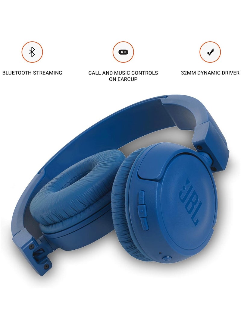 JBL Wireless On Ear Headphones T460BT with Mic, Pure Bass, Portable, Lightweight & Flat Foldable, Voice Assistant Support for Mobiles Blue - Image 4