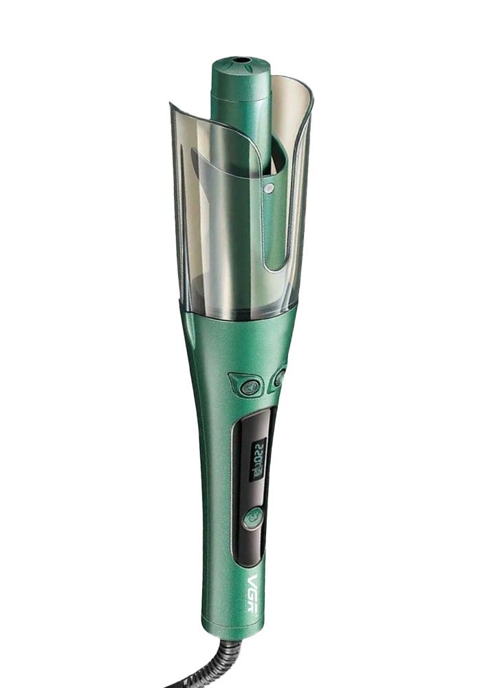 VGR Professional Automatic Hair Curler V-583, LED digital display for precise temperature display (150° to 220°), Ceramic surface with thermal protection technology to reduce damage, Auto-rotate left and right function, Suitable for all hair types, Stylish and comfortable design with 360° swivel cord green  - Image 2