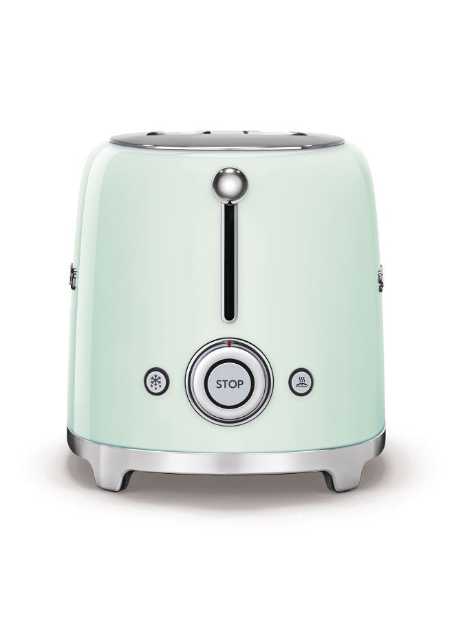 smeg - Smeg Tsf01Pguk, 50's Retro Style 2 Slice Toaster,6 Browning Levels,2 Extra Wide Bread Slots, Defrost And Reheat Functions, Removable Crumb Tray, Pastel Green, 950 W Tsf01Pguk green - Image 1
