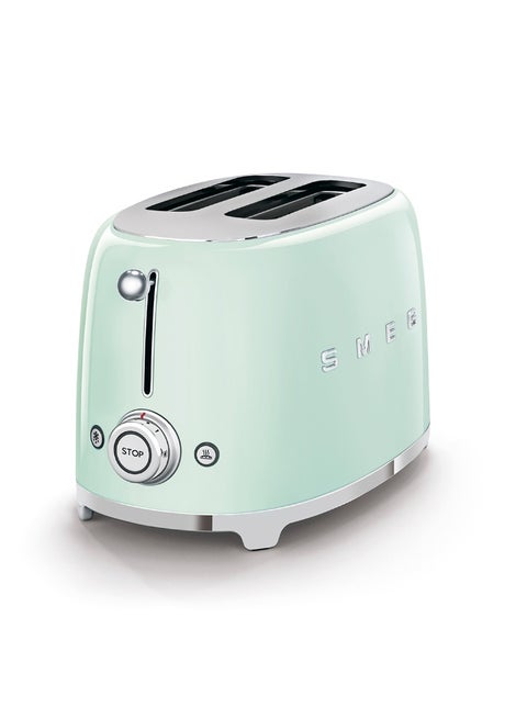 Smeg Tsf01Pguk, 50's Retro Style 2 Slice Toaster,6 Browning Levels,2 Extra Wide Bread Slots, Defrost And Reheat Functions, Removable Crumb Tray, Pastel Green, 950 W Tsf01Pguk green