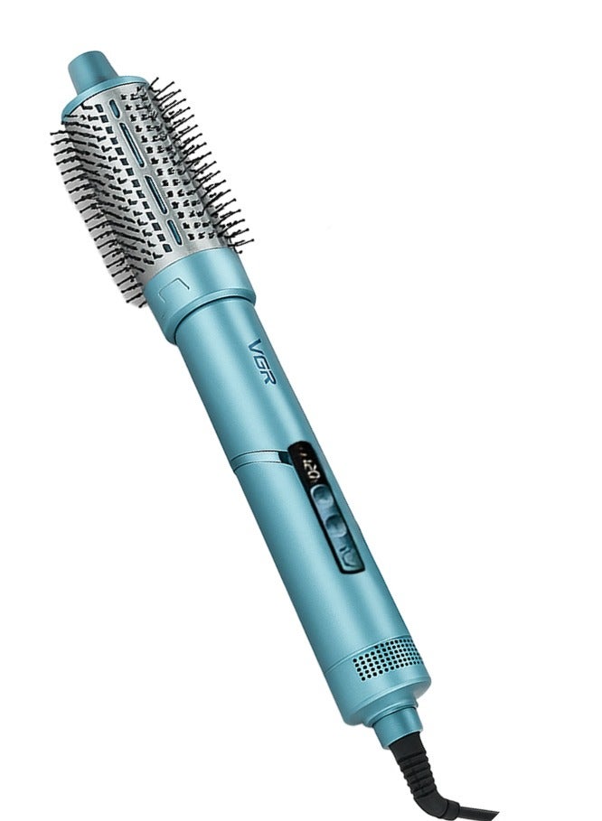 4-in-1 Hair Styler V-474, for drying, straightening, curling, and volumizing hair, 4 multi-purpose styling heads (round brush, 2 curling heads (2 sizes), and a concentrating nozzle), 110,000 RPM BLDC motor, 3.5 heat and speed settings, modern, streamlined, lightweight design with a sleek digital display green