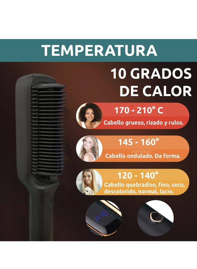 Professional Electric Hair Straightener Brush V-561 , Rapid Heating Technology, Temperatures up to 410°F (210°C) to suit all hair types, Digital Display, Practical and Safe Design with a Burn-Resistant Surface and Comfortable Handle, 360-degree Rotating Cable for Easy Use black