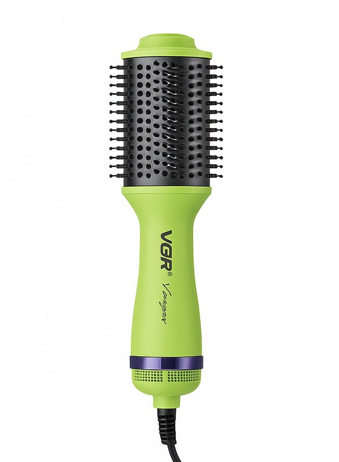 3 in 1 Hot Hair Styling Brush V-415, Drying, Straightening and Curling Hair, Wide Head with Smartly Distributed Teeth for Smooth Combing, Balanced Heat Distribution, Suitable for All Hair Types, Whether Fine, Thick or Wavy, Suitable for Home Use LIGHT GREEN