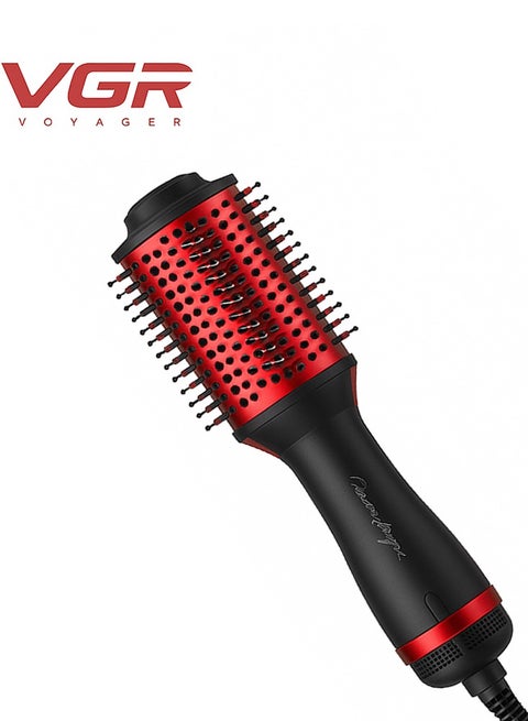 3 in 1 Hot Hair Styling Brush V-415, Drying, Straightening and Curling Hair, Wide Head with Smartly Distributed Teeth for Smooth Combing, Balanced Heat Distribution, Suitable for All Hair Types, Whether Fine, Thick or Wavy, Suitable for Home Use RED
