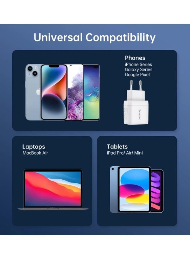 تشوتيك USB-C USB-A PD 35W GaN wall charger with display white - Image 3