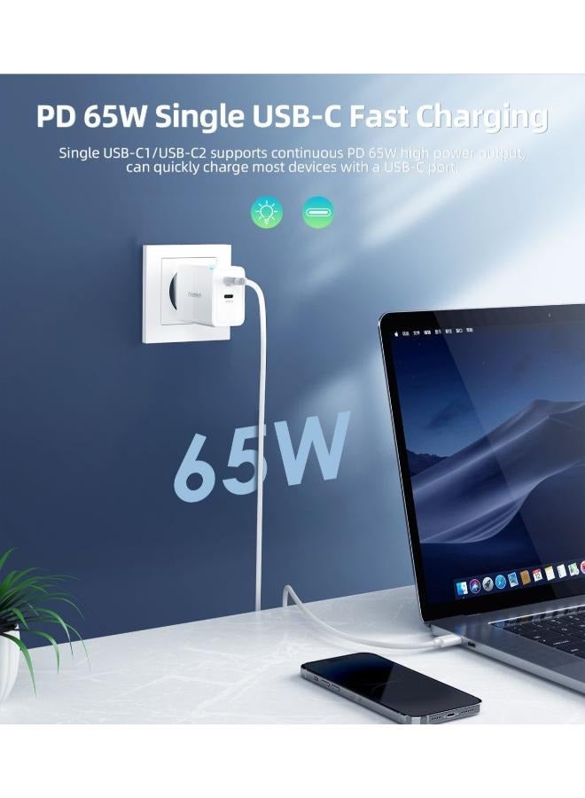 تشوتيك 2x USB-C PD 65W GaN wall charger white - Image 3