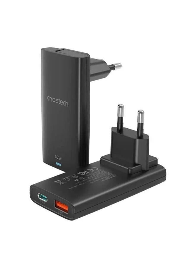 تشوتيك شاحن سفر صغير PD65W GaN USB-A + USB-C - Image 2