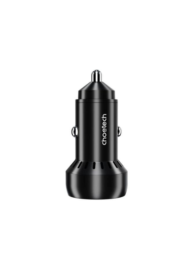 تشوتيك USB-C USB-A PD 60W car charger with LED backlight black - Image 3