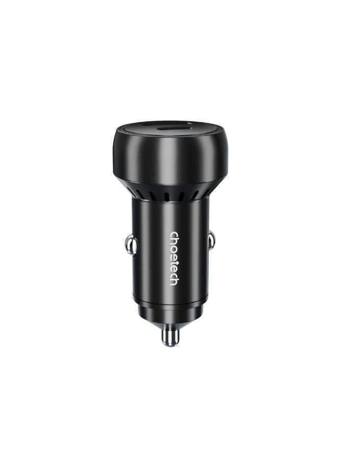 تشوتيك USB-C USB-A PD 60W car charger with LED backlight black - Image 2