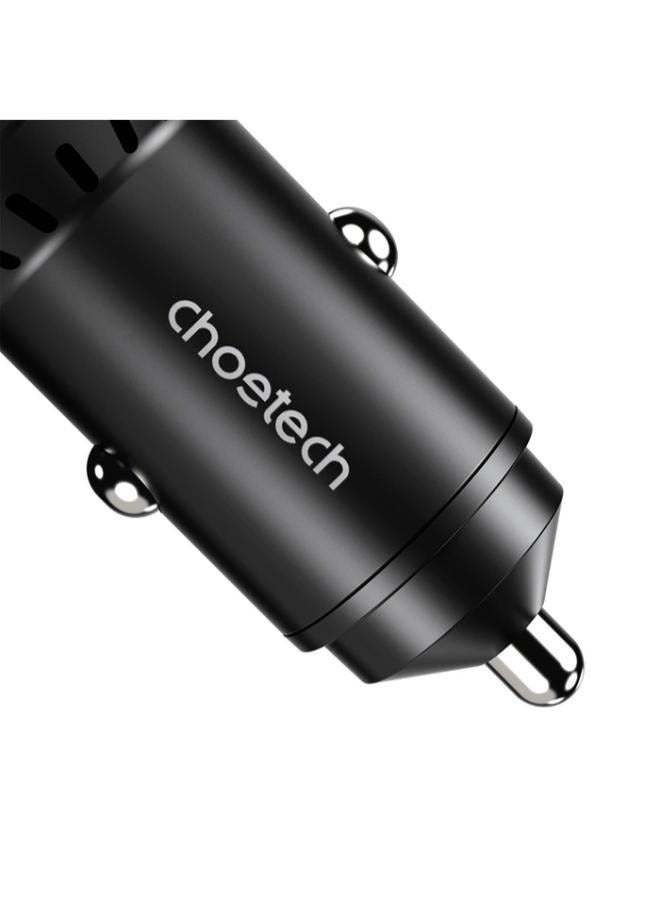 تشوتيك USB-C USB-A PD 60W car charger with LED backlight black - Image 5