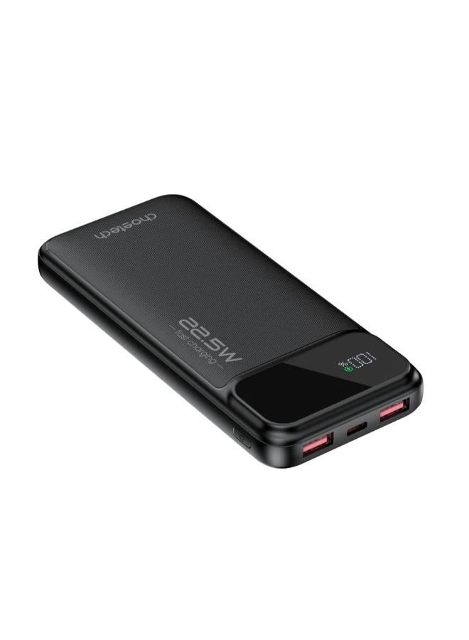 تشوتيك 10000 mAh 10,000mAh Power Bank – 22.5W PD Fast Charging, Dual USB-A + Type-C, Portable Charger for iPhone, Samsung, Android, iPad black  - Image 1
