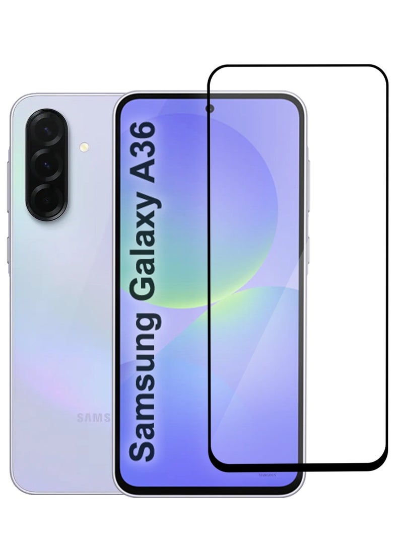 MARGOUN Samsung Galaxy A36 Screen Protector – Full Coverage 9H Tempered Glass | HD Clarity | Anti-Fingerprint | Edge-to-Edge Fit Side Black-1 - Image 1