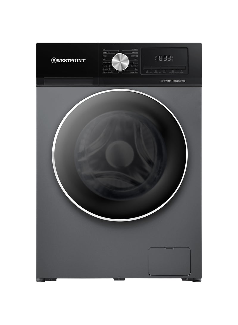9 Kg Washing Machine, Front Loading Inverter, 16 Programs, LED Control Panel, Quick Wash WMT-914A25.DS Silver