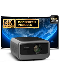 وونكت Pro Smart Android 12.0 Projector With 150 Inch Projector Screen 4K FHD 1080P,1200 ANSI [Auto Focus/Auto Keystone]Wifi 6 BT 5.0 [Fully Sealed] PROJ-WO-103-AN_SCR-05 black  - Image 1