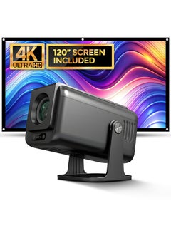وونكت Mini Projector Android 13.0 With 120 Inch Projector Screen, Native 1080P,2.4/5G WiFi, Bluetooth 5.0, Auto Focus & Keystone,Video Projector PROJ-WO-100-AN_SCR-04 black  - Image 1