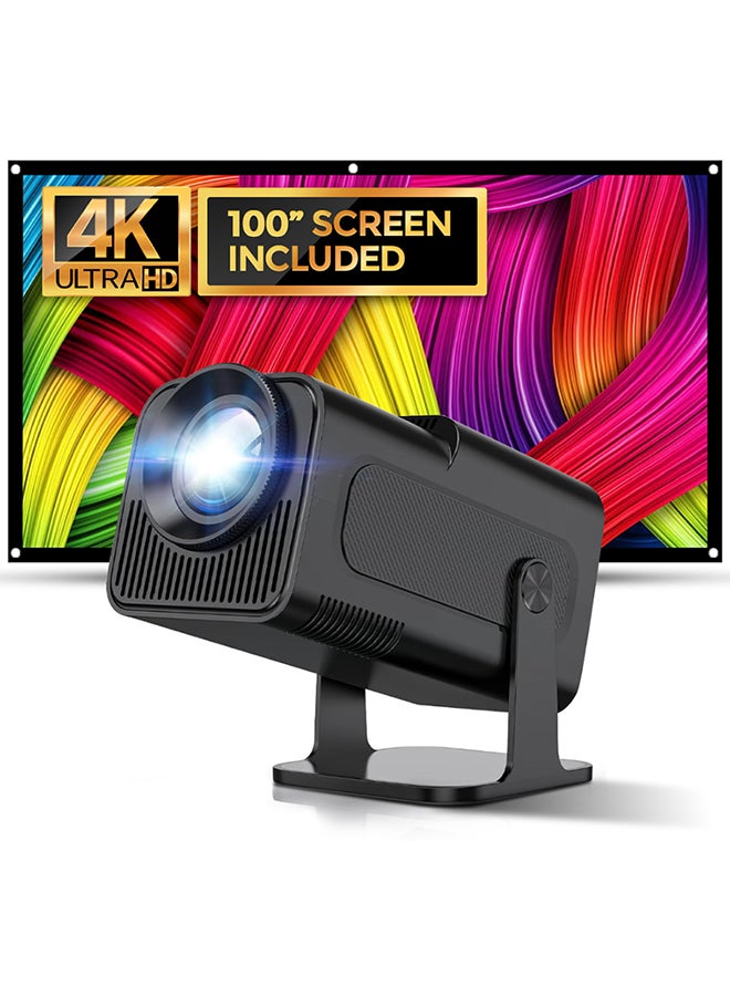 وونكت - Mini Andorid Projector With 100" Projector Screen,300 Lumens with WiFi 6,Auto Keystone 180 Degree Rotation Outdoor Video Projector PROJ-WO-88-AN_SCR-03 black - Image 1