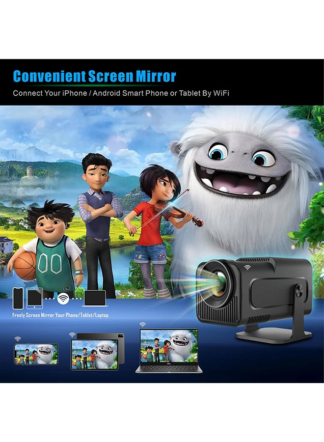 وونكت - Mini Andorid Projector With 100" Projector Screen,300 Lumens with WiFi 6,Auto Keystone 180 Degree Rotation Outdoor Video Projector PROJ-WO-88-AN_SCR-03 black - Image 1