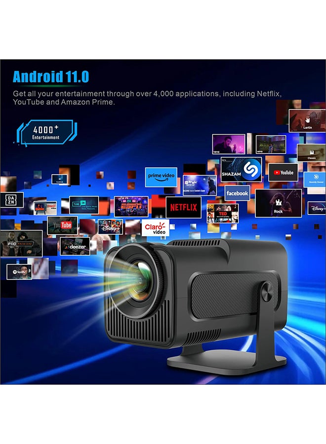 وونكت - Mini Andorid Projector With 100" Projector Screen,300 Lumens with WiFi 6,Auto Keystone 180 Degree Rotation Outdoor Video Projector PROJ-WO-88-AN_SCR-03 black - Image 1