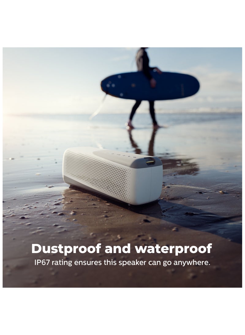 فيليبس Bluetooth Speaker, 10W Stereo Sound, Bluetooth 5, IP67, Waterproof, 12-Hour Playtime, Bold Bass, Wireless Stereo Playing, Ideal for Home, Outdoors White - Image 3