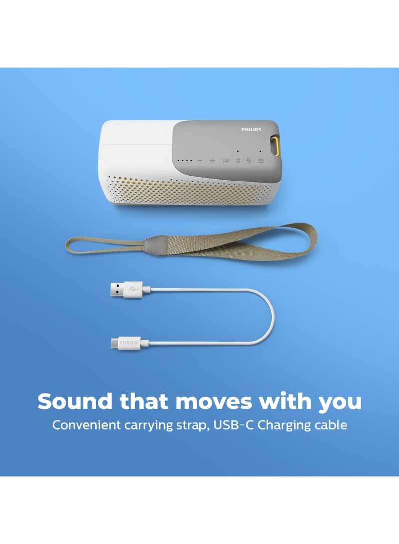 فيليبس Bluetooth Speaker, 10W Stereo Sound, Bluetooth 5, IP67, Waterproof, 12-Hour Playtime, Bold Bass, Wireless Stereo Playing, Ideal for Home, Outdoors White - Image 4