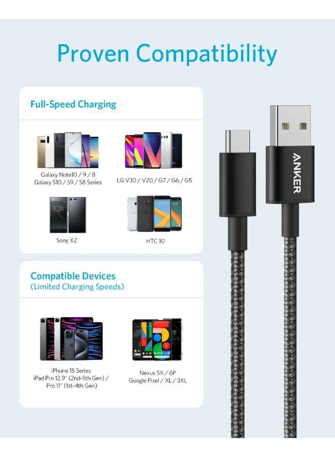 Anker - Anker Nylon Cable USB-A to USB-C - 6ft , 60 W , fast Charging black - Image 1