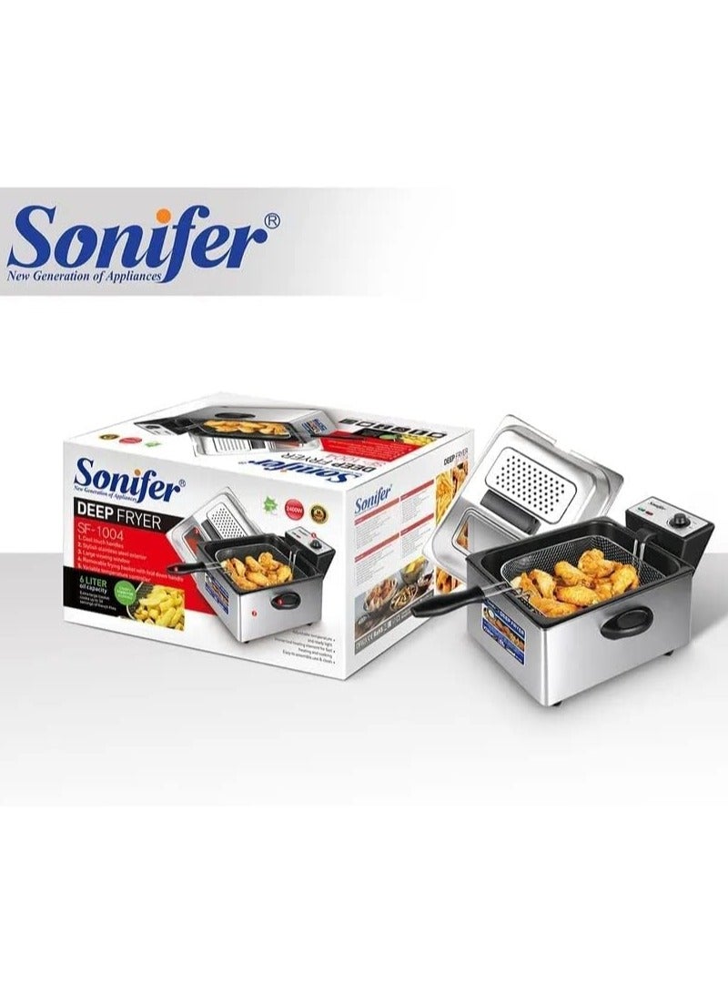 سونفير ترموستات قابل للتعديل للمقلاة الكهربائية العميقة 6 L 2400 W SF-1004 فضي  - Image 2