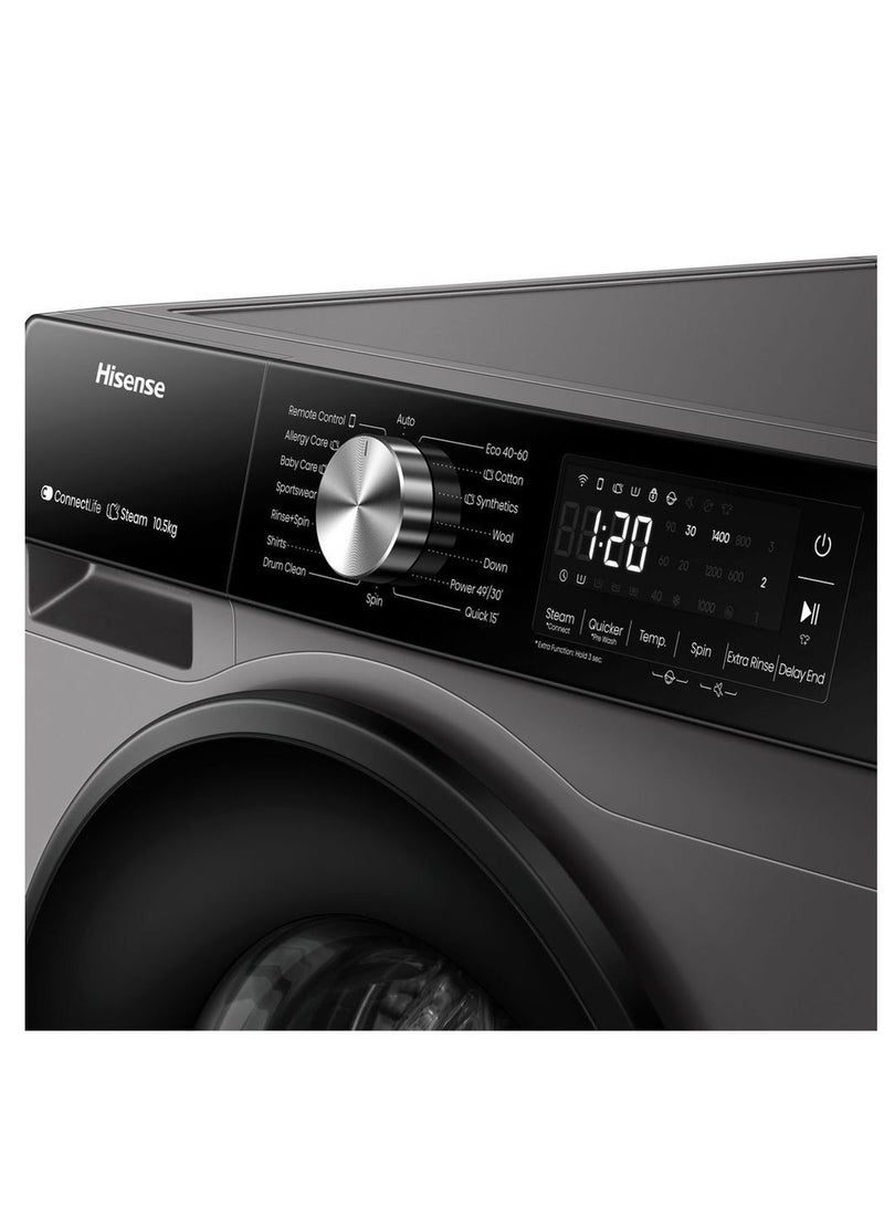 هايسنس Hisense Front Load Washer 10.5 kg WF3S1043BT WF3S1043BT Titanium Grey  - Image 4