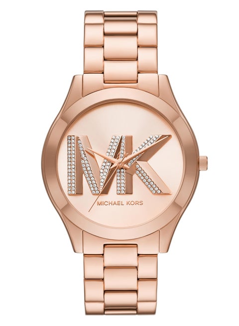 Women's Womens Slim Runway Three-Hand Rose Gold-Tone Stainless Steel Watch - MK4733