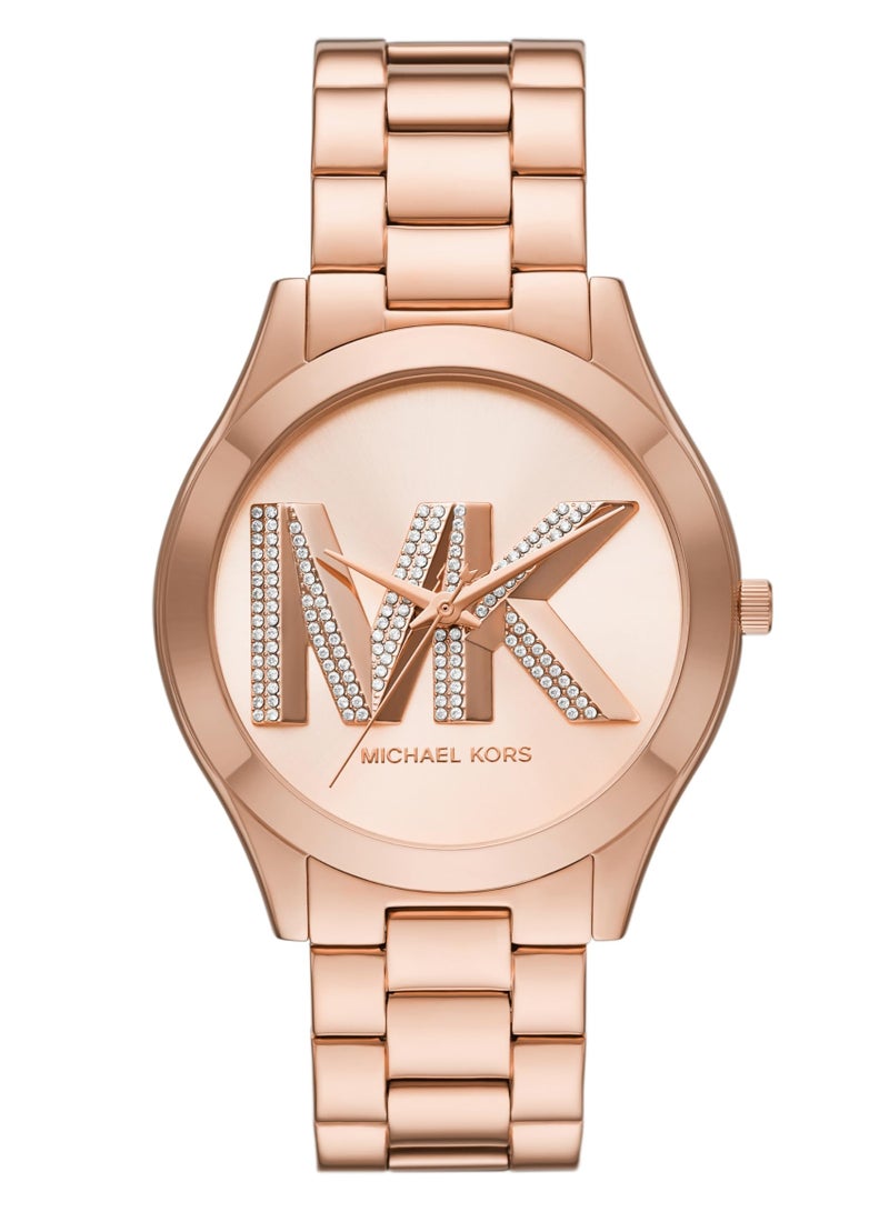 Michael Kors Women's Womens Slim Runway Three-Hand Rose Gold-Tone Stainless Steel Watch - MK4733  - Image 1