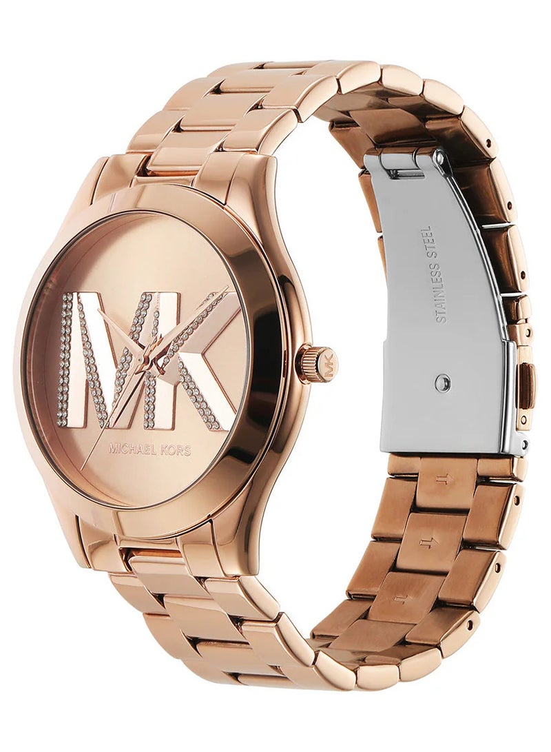 Michael Kors Women's Womens Slim Runway Three-Hand Rose Gold-Tone Stainless Steel Watch - MK4733  - Image 2
