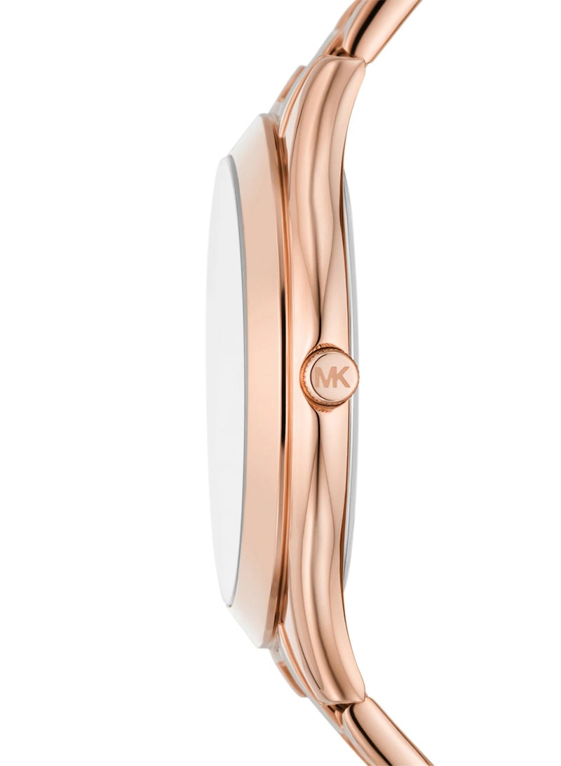 Michael Kors Women's Womens Slim Runway Three-Hand Rose Gold-Tone Stainless Steel Watch - MK4733  - Image 3