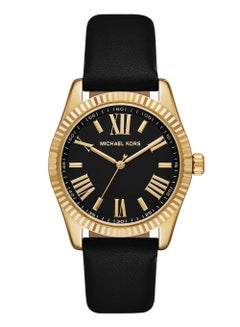 Michael Kors Women's Women's Lexington Three-Hand Black Leather Watch - MK4748  - Image 1