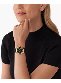 Michael Kors Women's Women's Lexington Three-Hand Black Leather Watch - MK4748  - Image 4