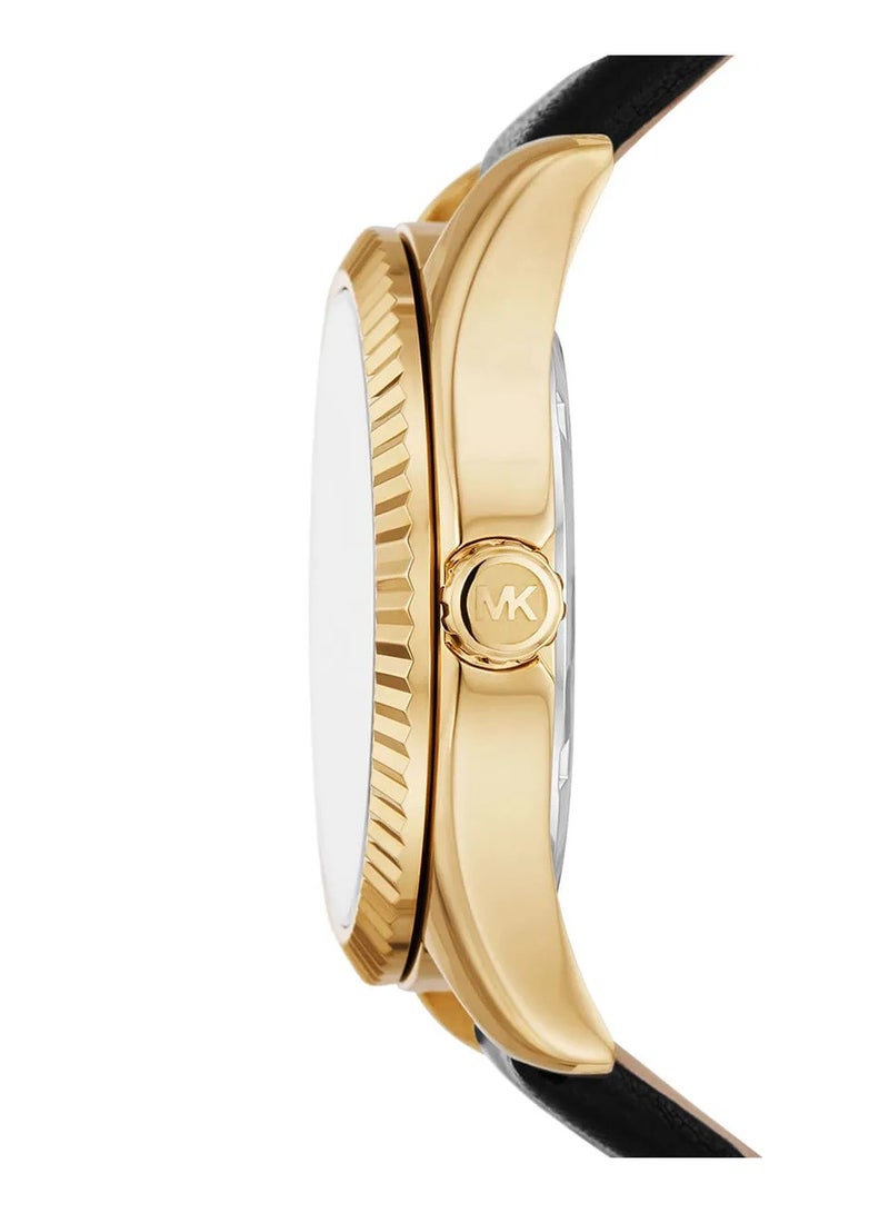 Michael Kors Women's Women's Lexington Three-Hand Black Leather Watch - MK4748  - Image 2