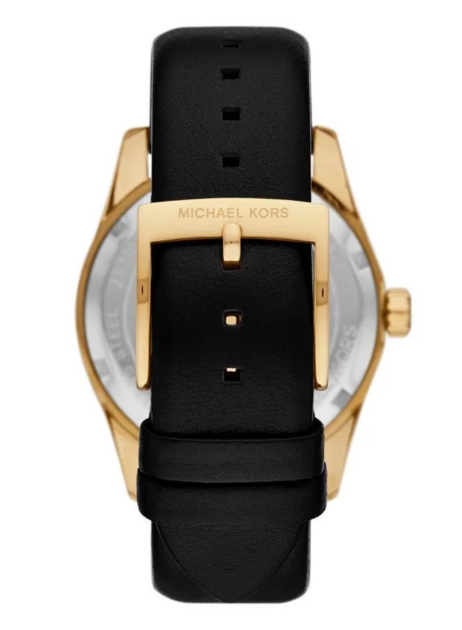Michael Kors Women's Women's Lexington Three-Hand Black Leather Watch - MK4748  - Image 3
