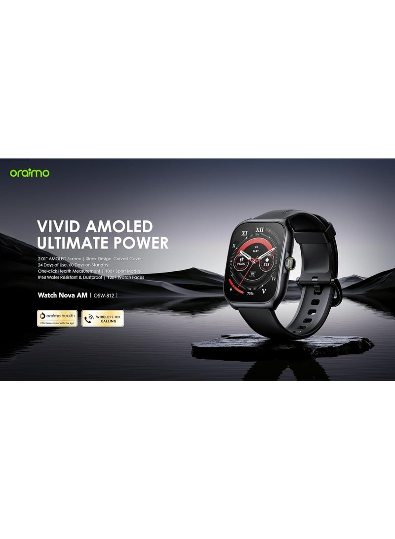 أورايمو - 340 mAh Watch Nova AM 2.01" AMOLED Screen Curved Cover Smart Watch Light Chrome - Image 1
