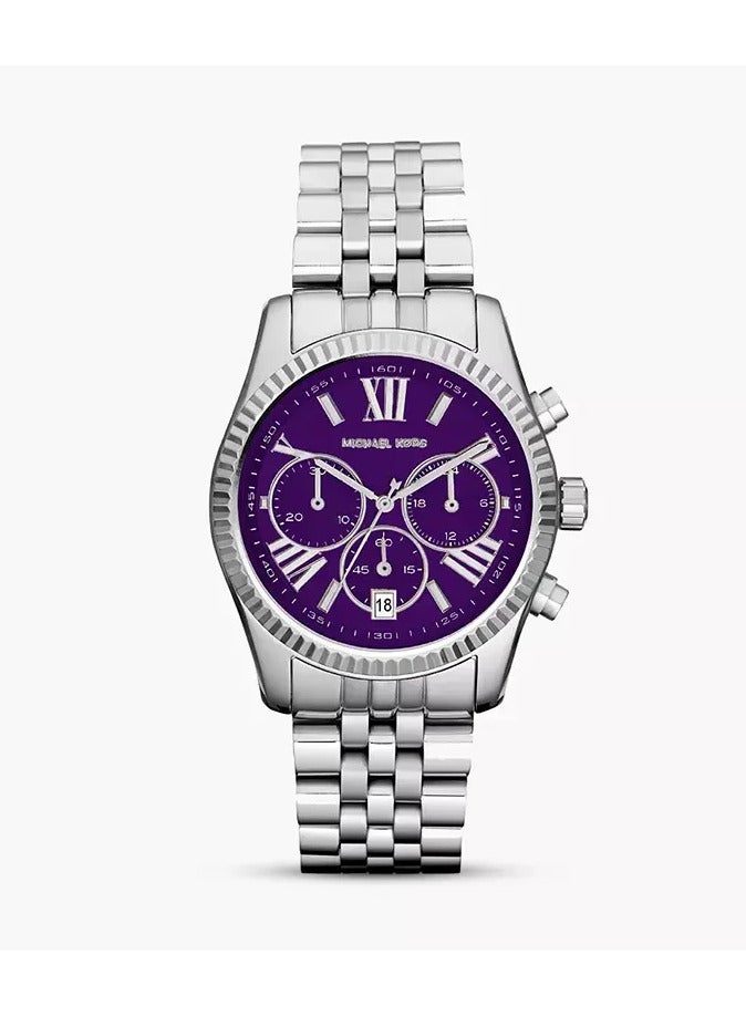 مايكل كورس ساعة نسائية ليكستون كرونوغراف بقرص بنفسجي - MK6223 - Image 1