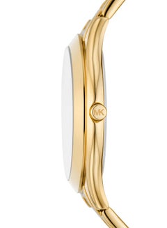Michael Kors Women's Womens Slim Runway Three-Hand Gold-Tone Stainless Steel Watch MK4732  - Image 3