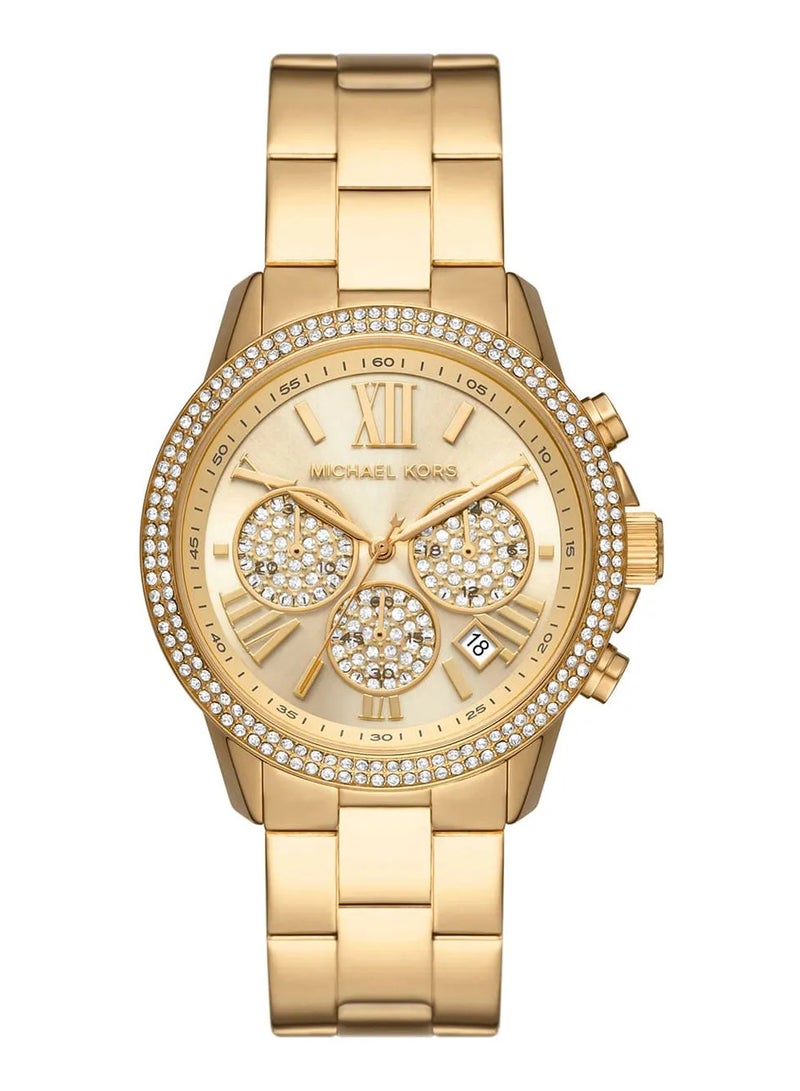 Michael Kors Women's Women's Bryn Pavé Quartz Gold Dial Gold Steel Strap Watch - MK7199 - Image 1