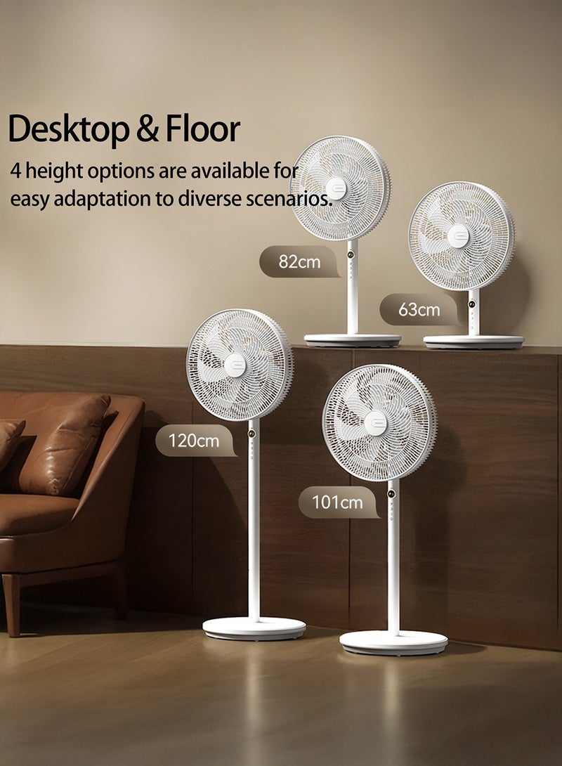 Deerma - High-Power 16" Pedestal Floor Fan with 7 Biomimetic Leaf Blades, Wide-Angle Oscillation, 4 Height Levels, 3-Speed Settings, Touch Controls, LED Display with Hour Timer and Sleep Mode Silent Noise & Energy-Efficient for Home or Office 50 W DEM-FD11W White - Image 1